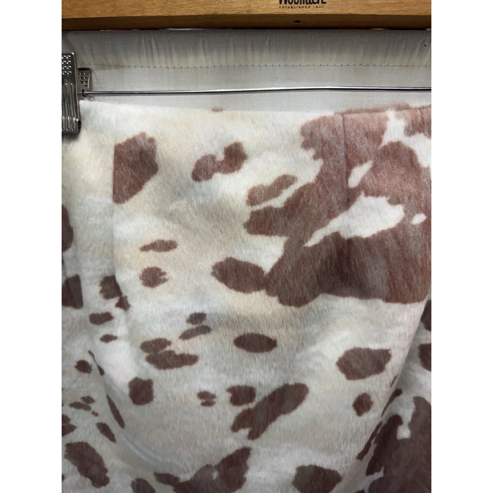 LOFT Women's Cow Print Faux Fur Mini Skirt Size 4 Brown Cream Western Y2K - Picture 9 of 9